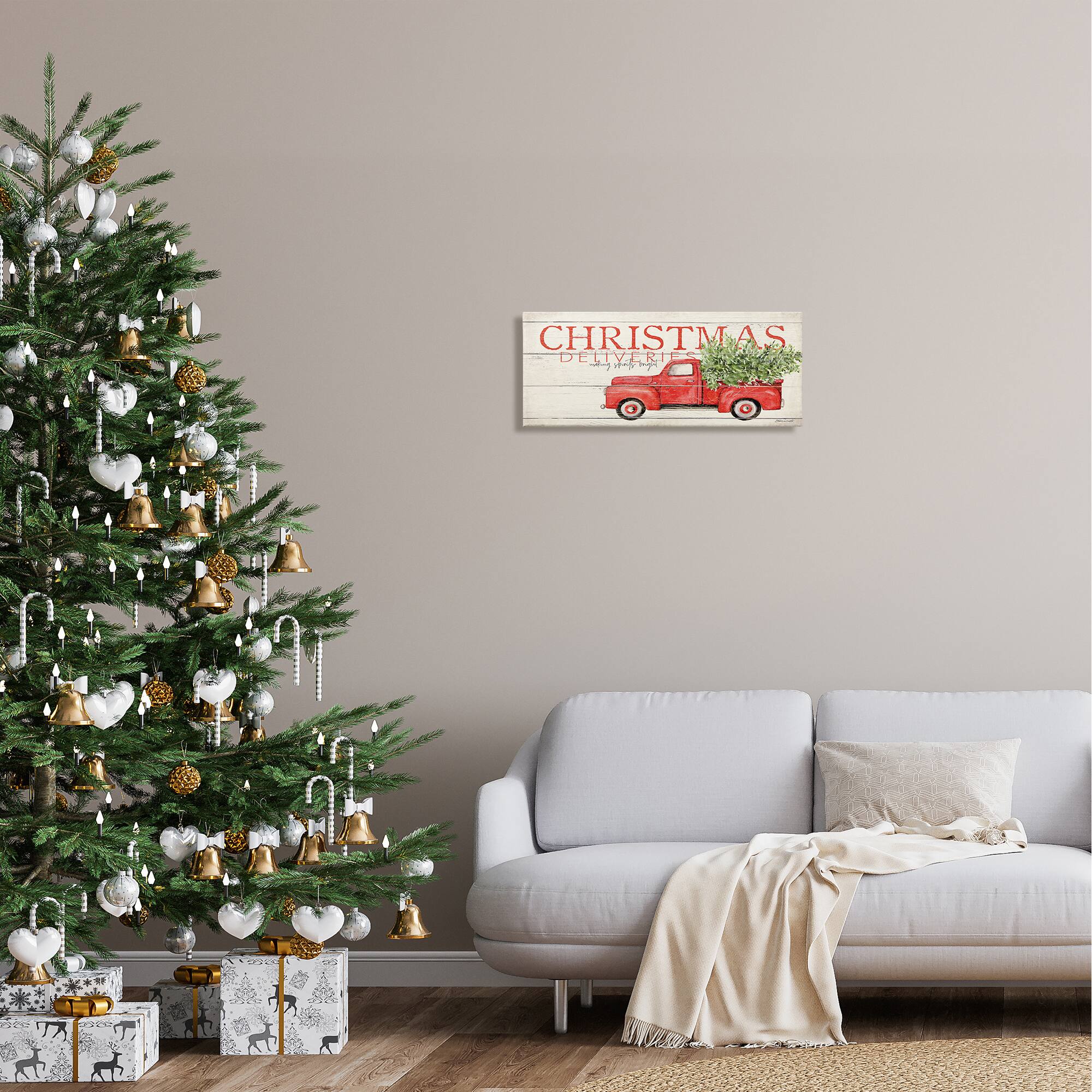 Stupell Industries Christmas Deliveries Red Truck Canvas Wall Art